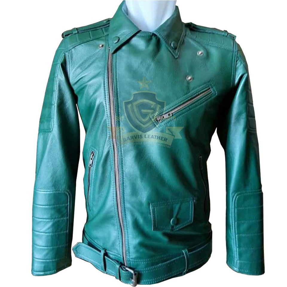 jaket kulit hijau tosca